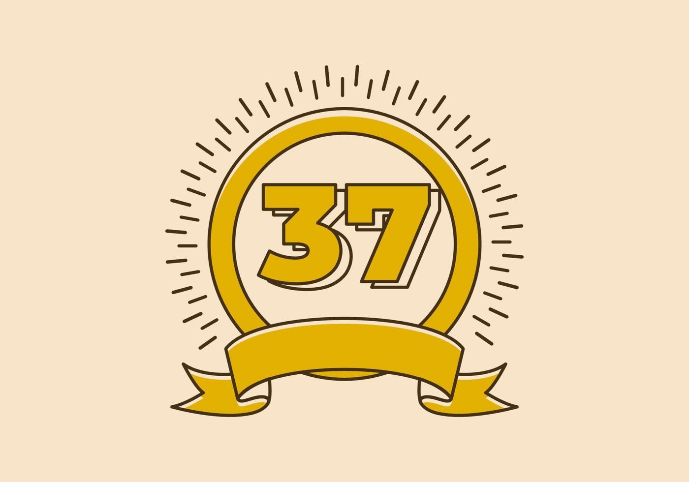 Vintage yellow circle badge with number 37 on it vector