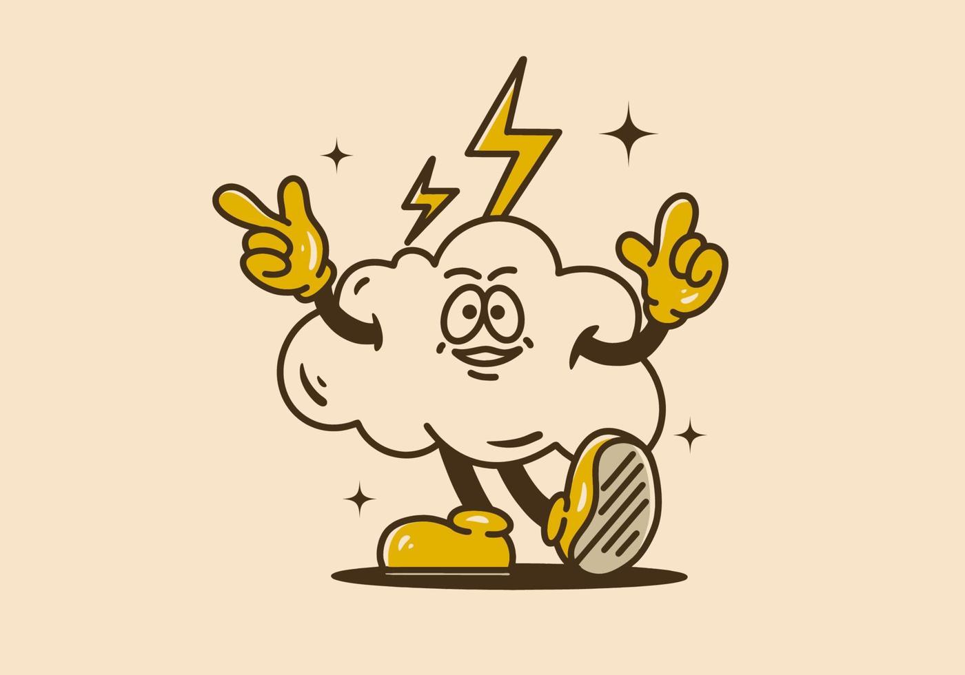 Mascot illustration design of a cloud and thunder vector