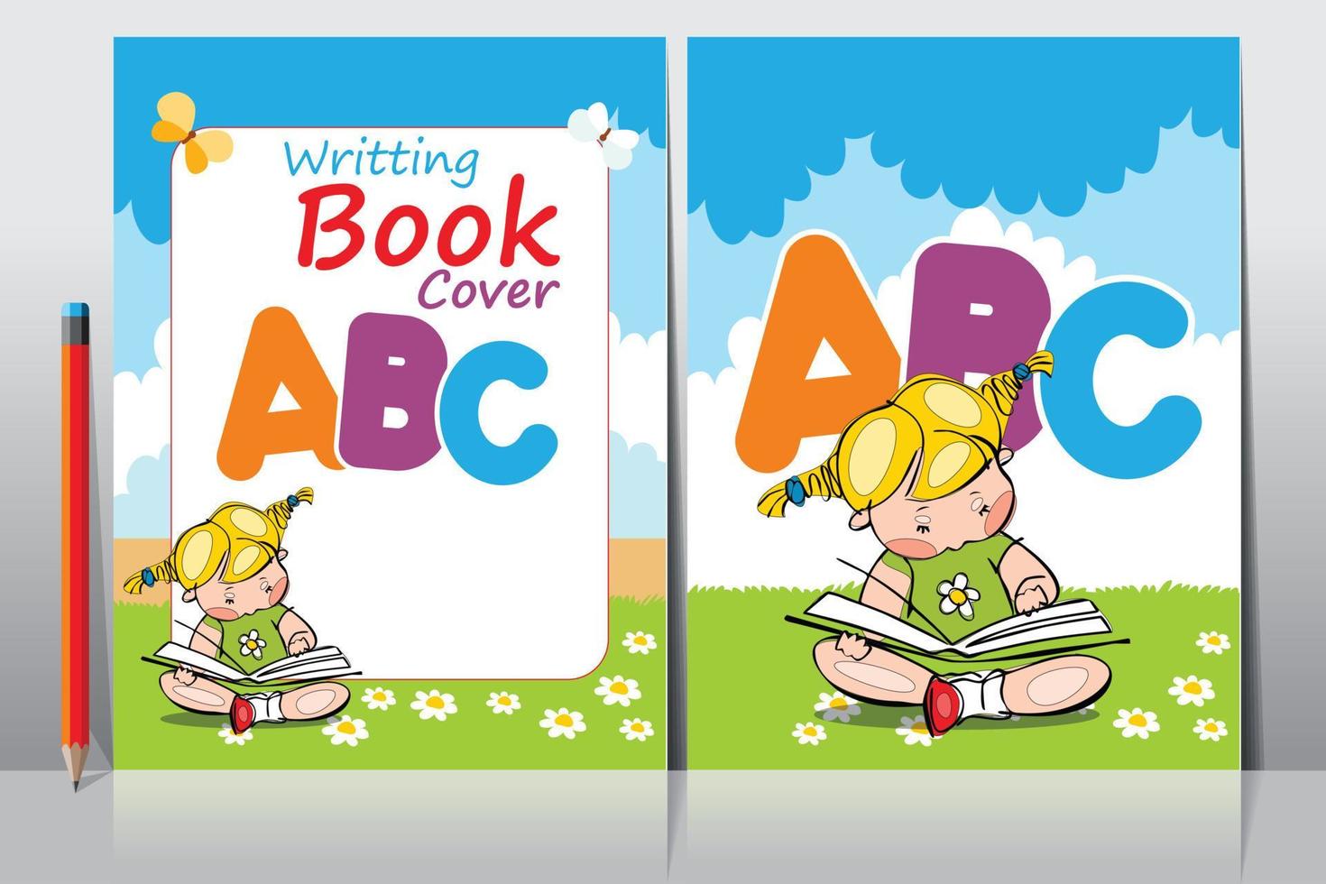 School Writing book cover design vector
