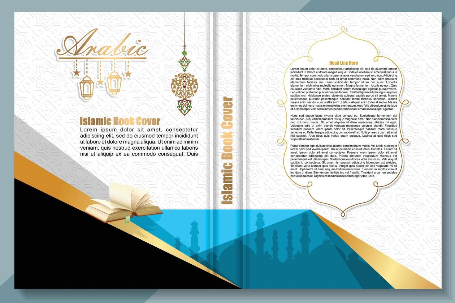 Islamic book cover, arabic background vector