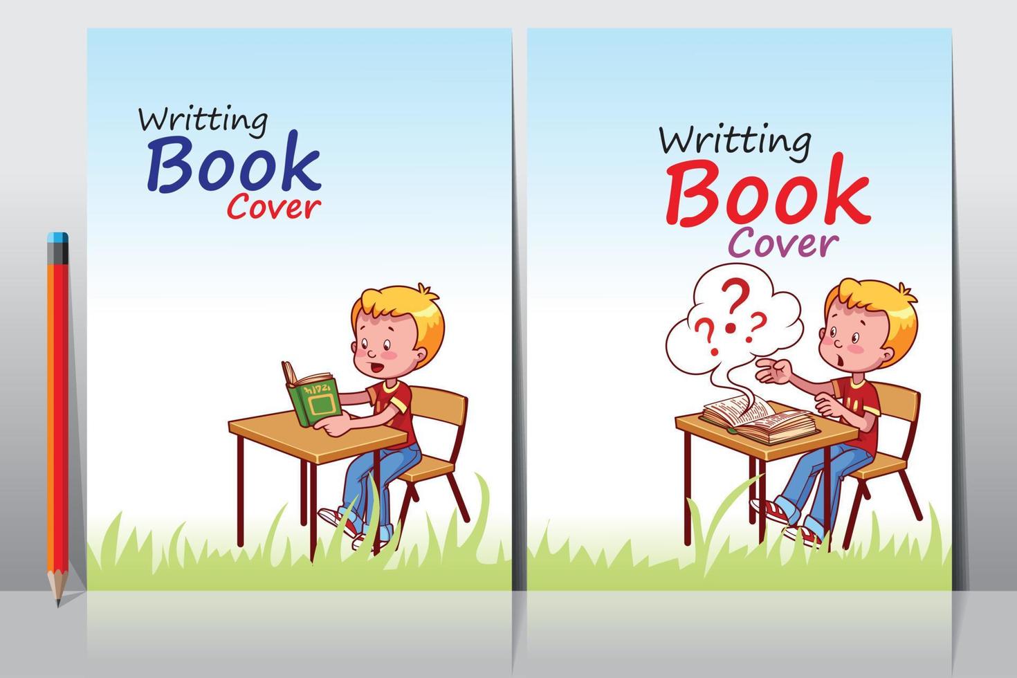 School Writing book cover design vector