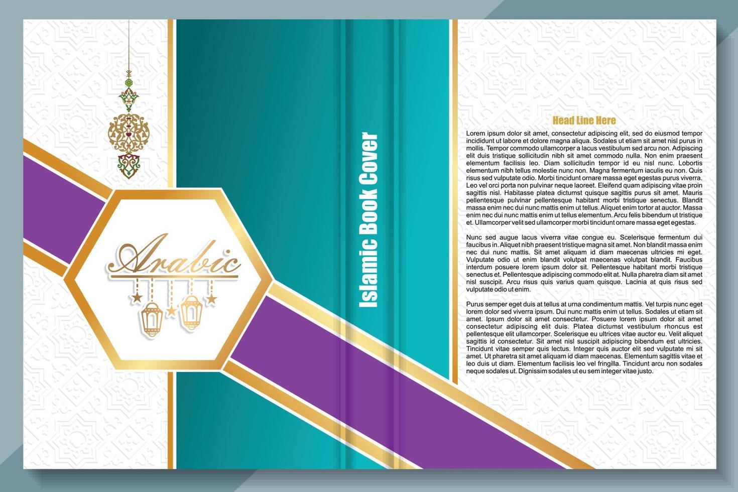 Islamic book cover, arabic background vector