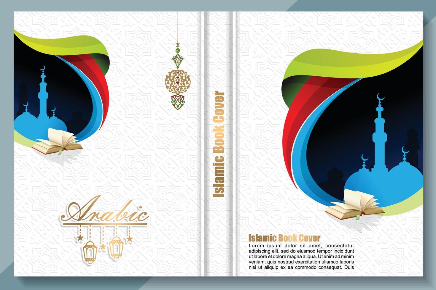 Islamic book cover, arabic background vector