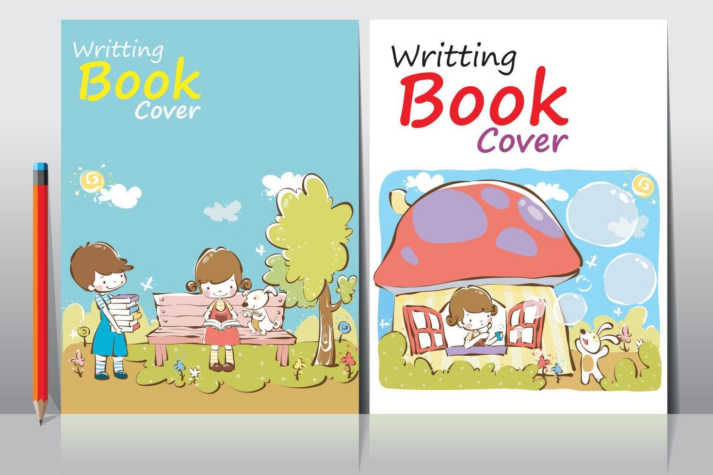 School Writing book cover design vector