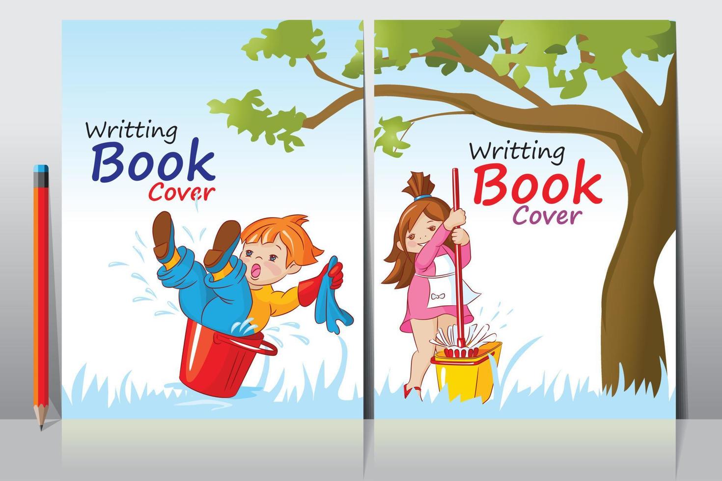 School Writing book cover design vector