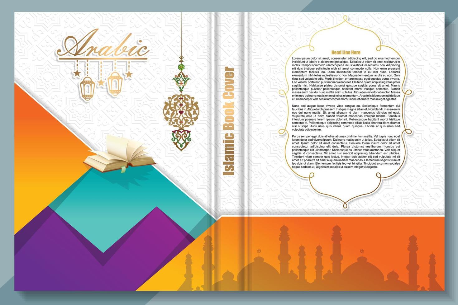 Islamic book cover, arabic background vector