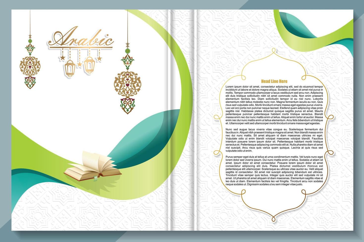 Islamic book cover, arabic background vector