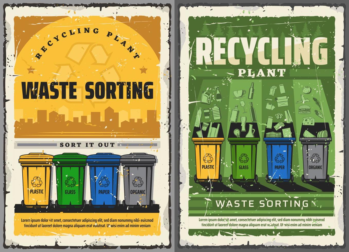 clasificación de desechos y reciclaje de basura vector