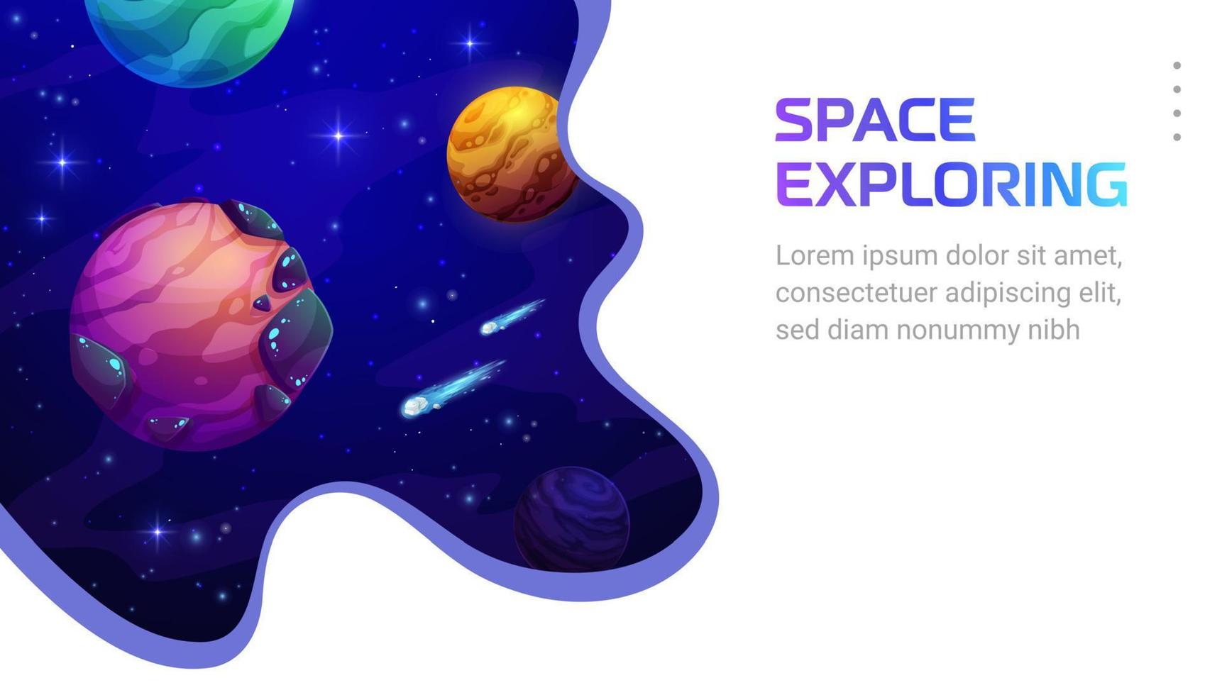 Space landing page, galaxy exploring paper cut vector