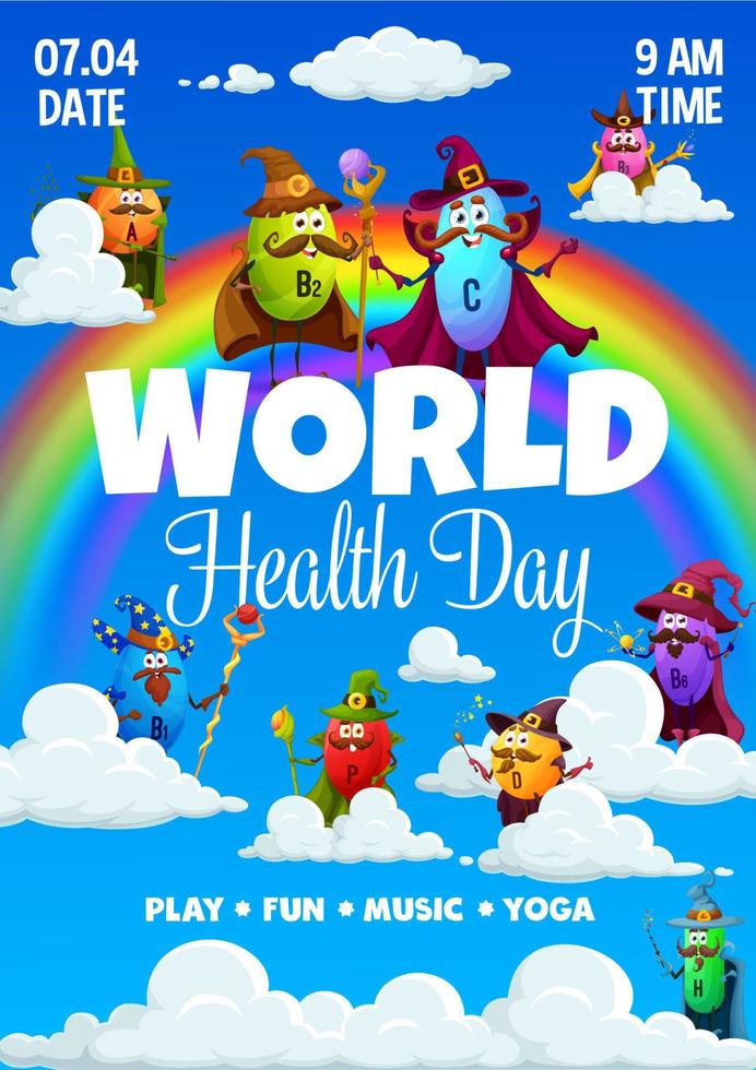 folleto del día mundial de la salud asistente de vitamina de dibujos animados vector