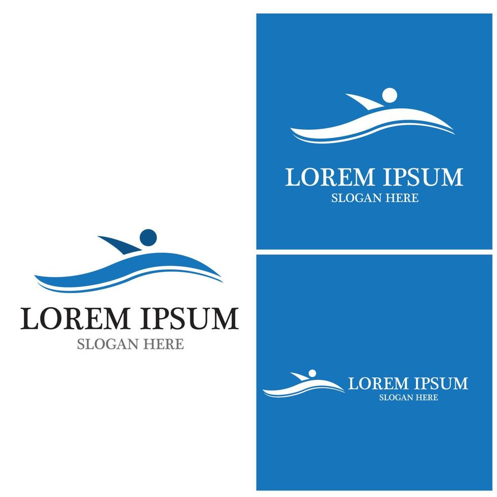 Swimming people logo vector template illustration