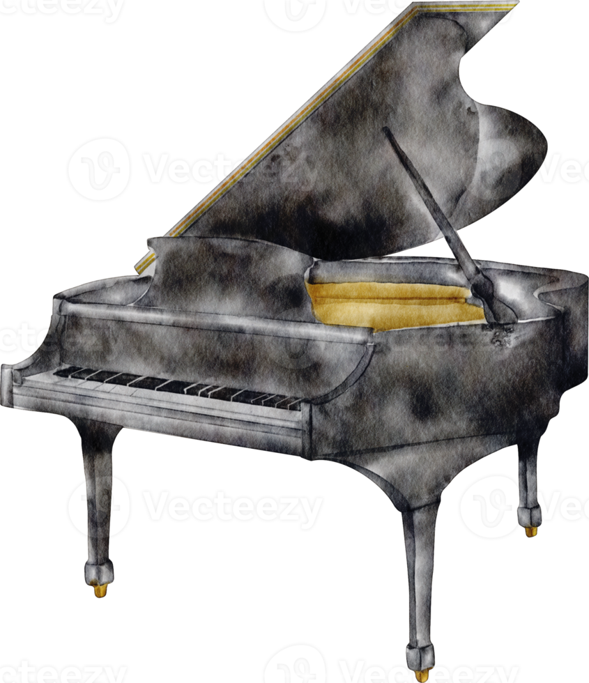 instrumento musical de piano em aquarela png