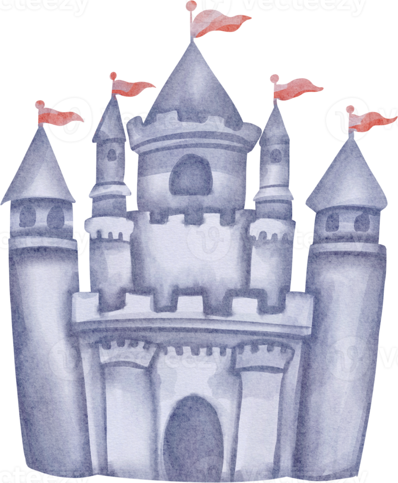 cute watercolor castle png