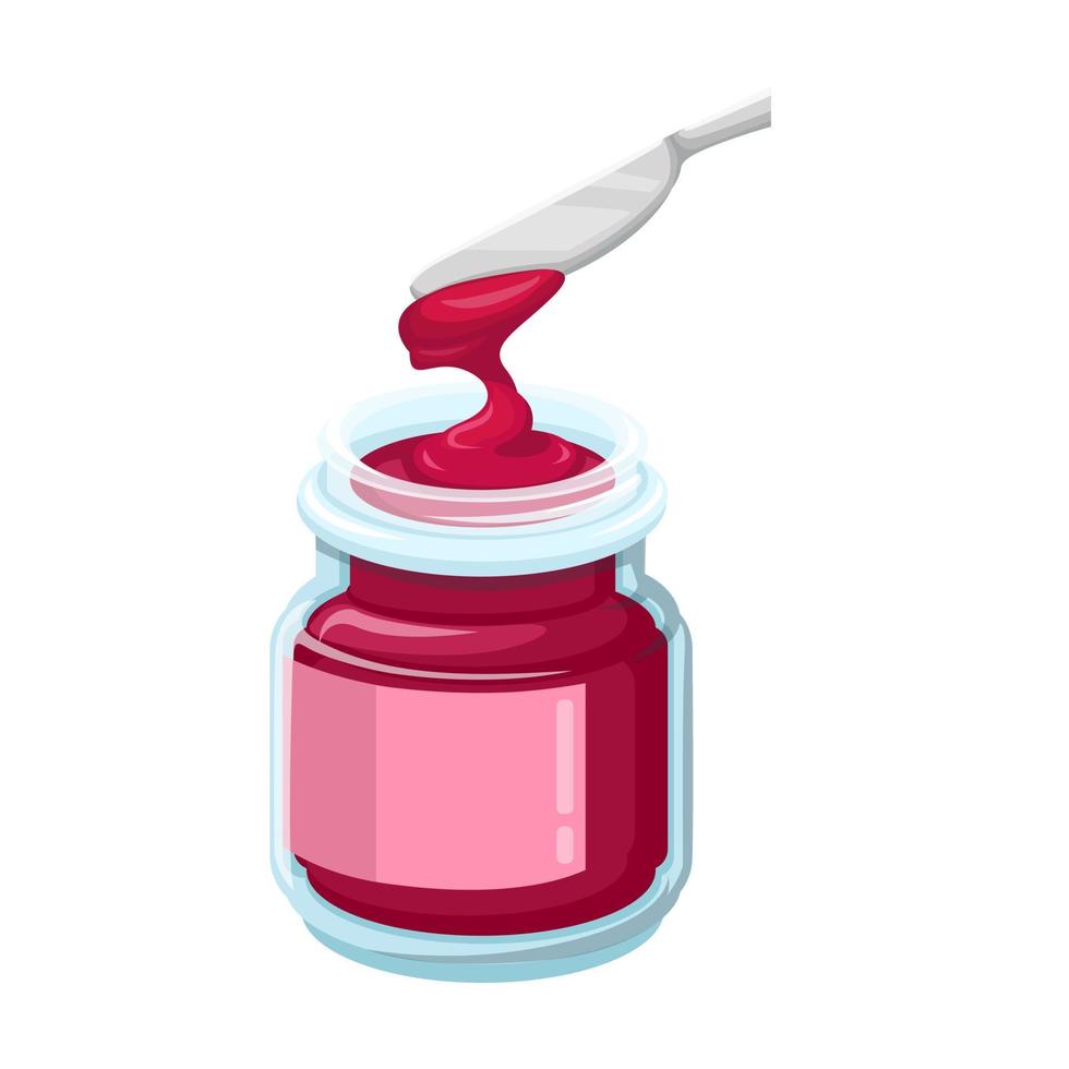 Strawberry Jam on jar symbol cartoon illustration vector