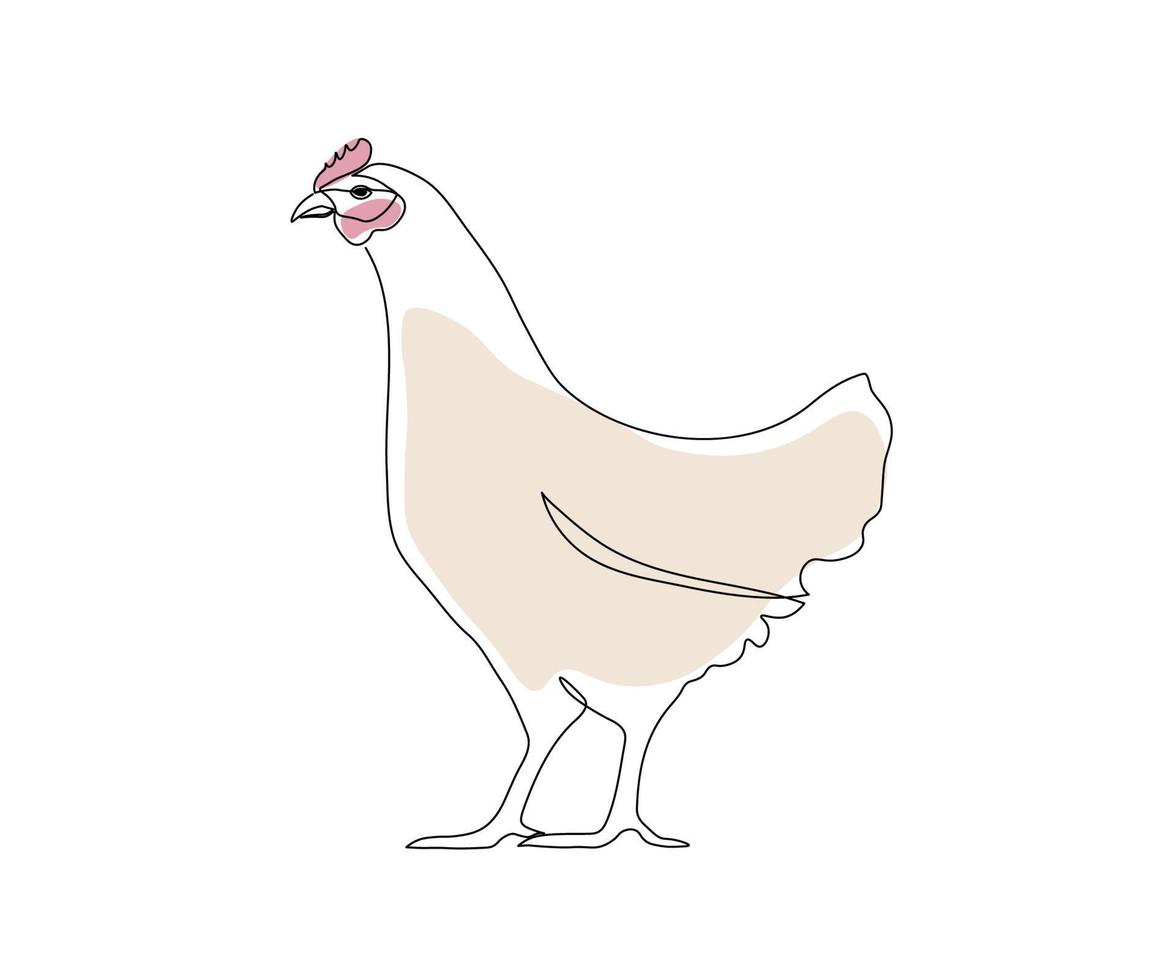 pollo. línea mono, arte de una sola línea, línea continua vector