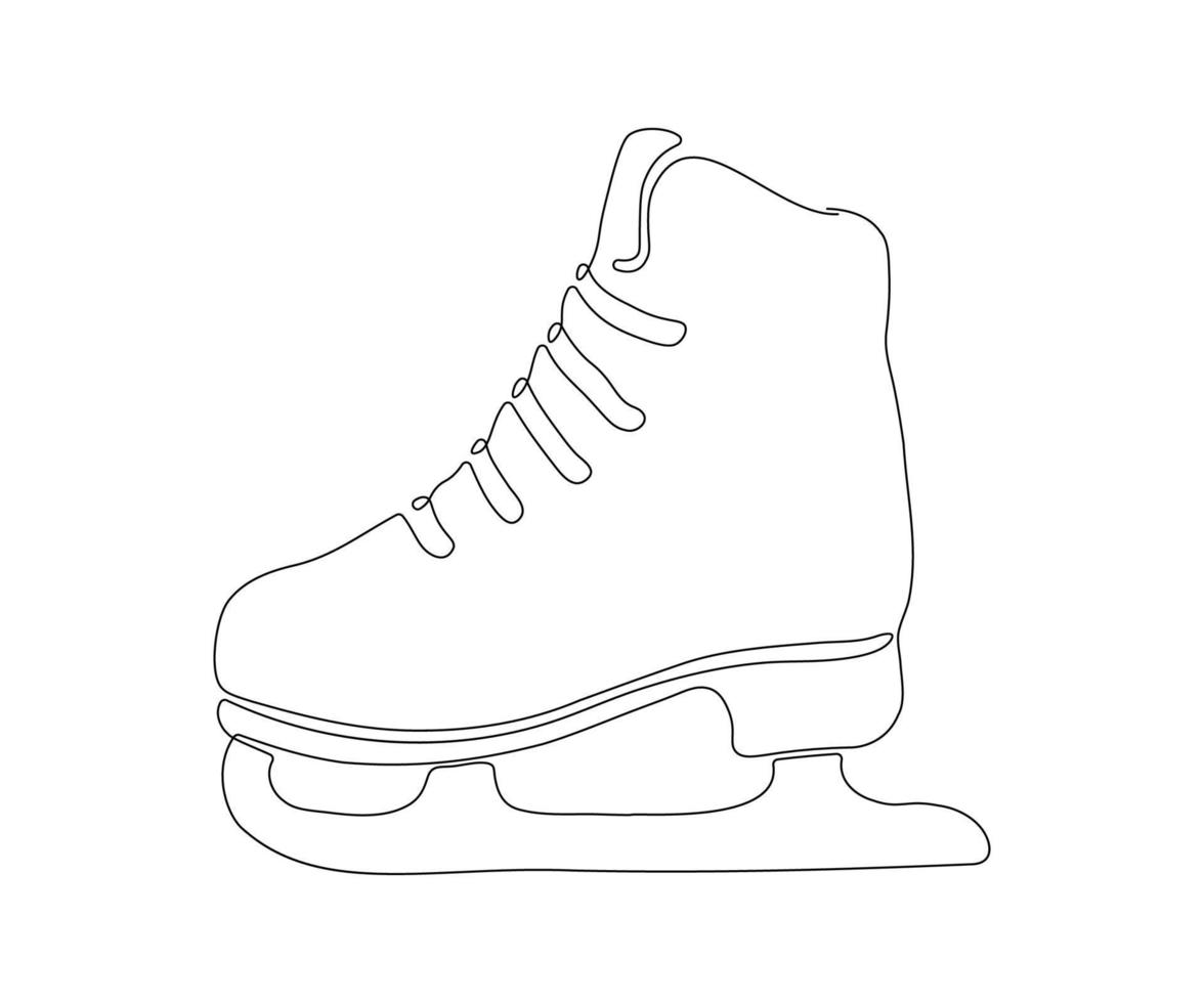 ice skating skate, hand-drawn, continuous mono line, one line art vector