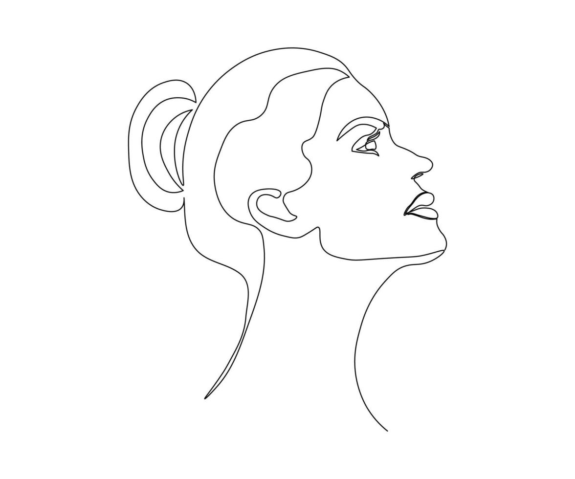 retrato abstracto de una niña, mujer, dibujada a mano, línea mono, arte de una línea. logo del salón de spa, salón de masajes, salón de belleza vector