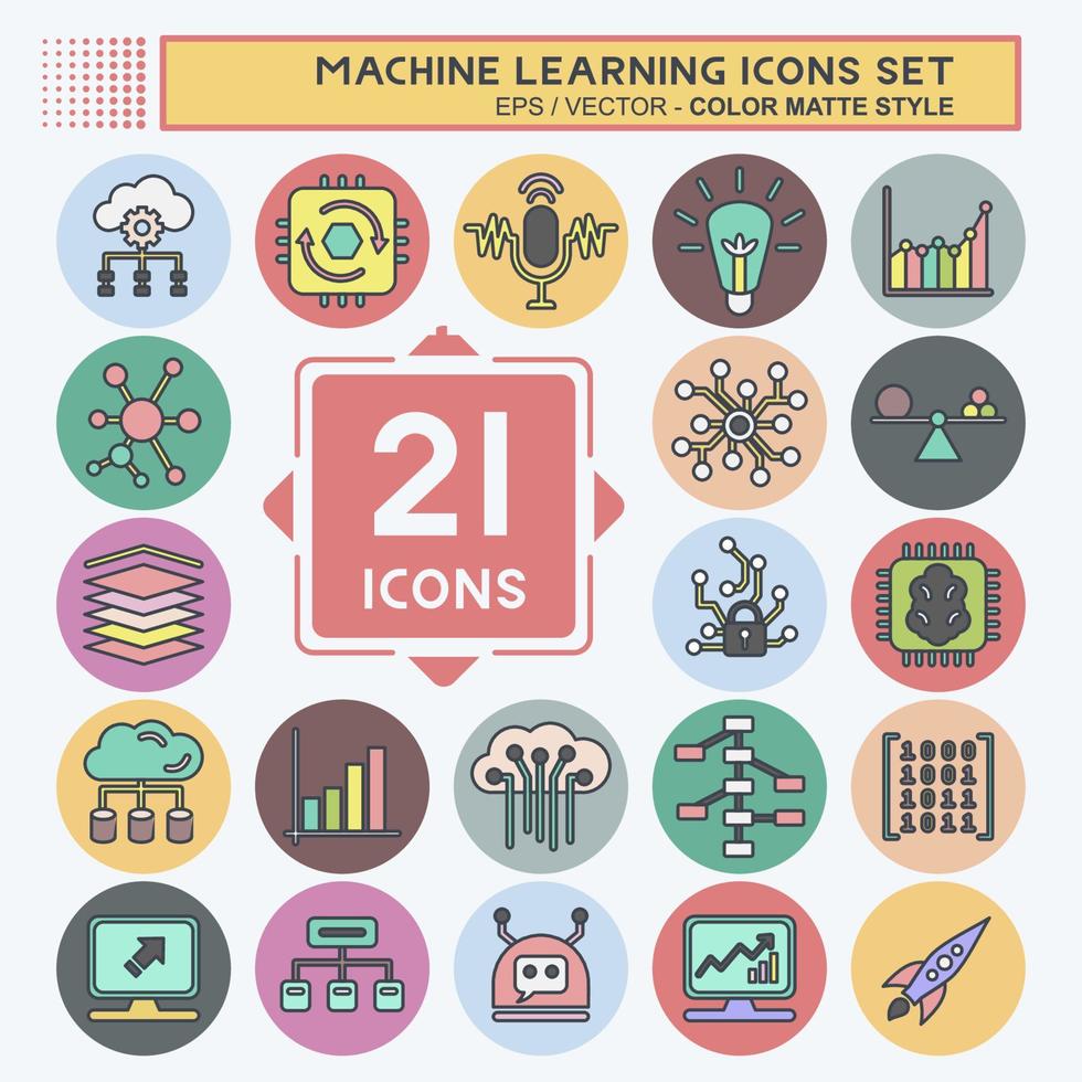 Icon Set Machine Learning. related to Machine Learning symbol. color mate style. simple design editable. simple illustration. simple vector icons