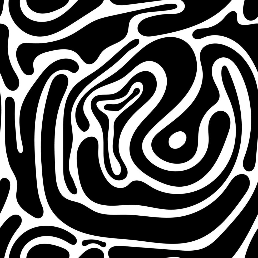 Vector trippy seamless pattern. Psychedelic design background, liquid cells, swirl flowing waves.