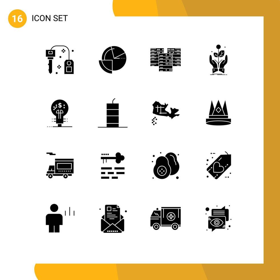 Set of 16 Modern UI Icons Symbols Signs for plant company monitoring business database Editable Vector Design Elements