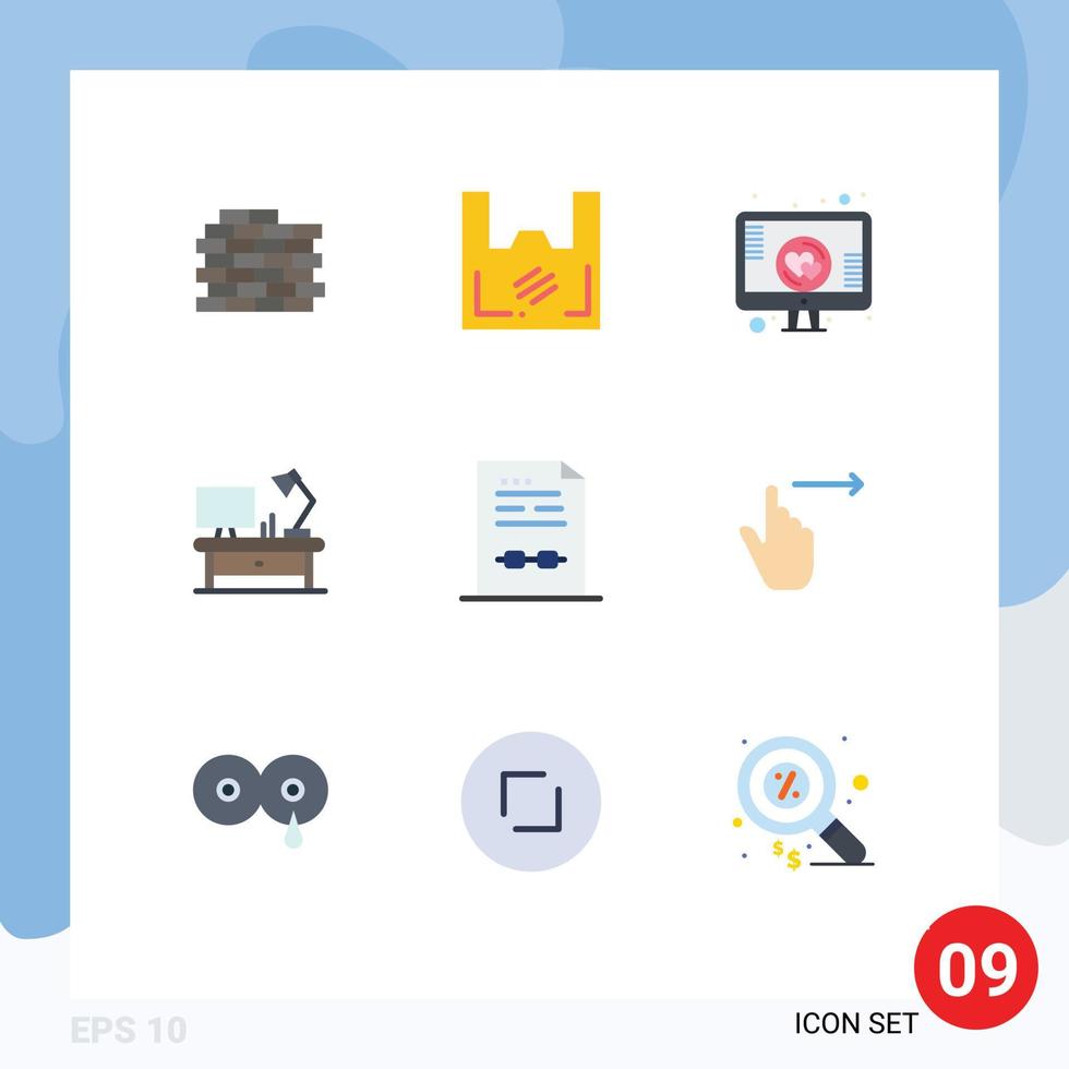 9 Creative Icons Modern Signs and Symbols of business business love office table table lamp Editable Vector Design Elements