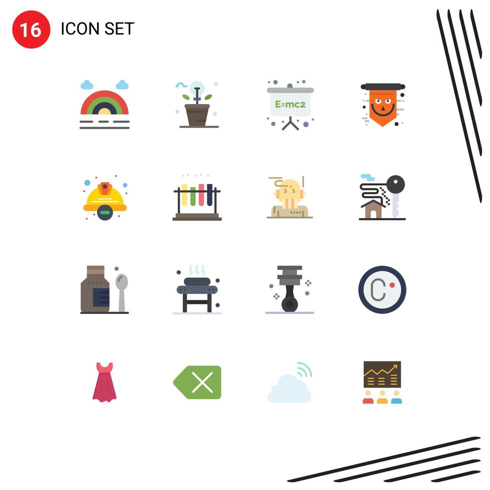 16 User Interface Flat Color Pack of modern Signs and Symbols of cap skull board scary flag Editable Pack of Creative Vector Design Elements