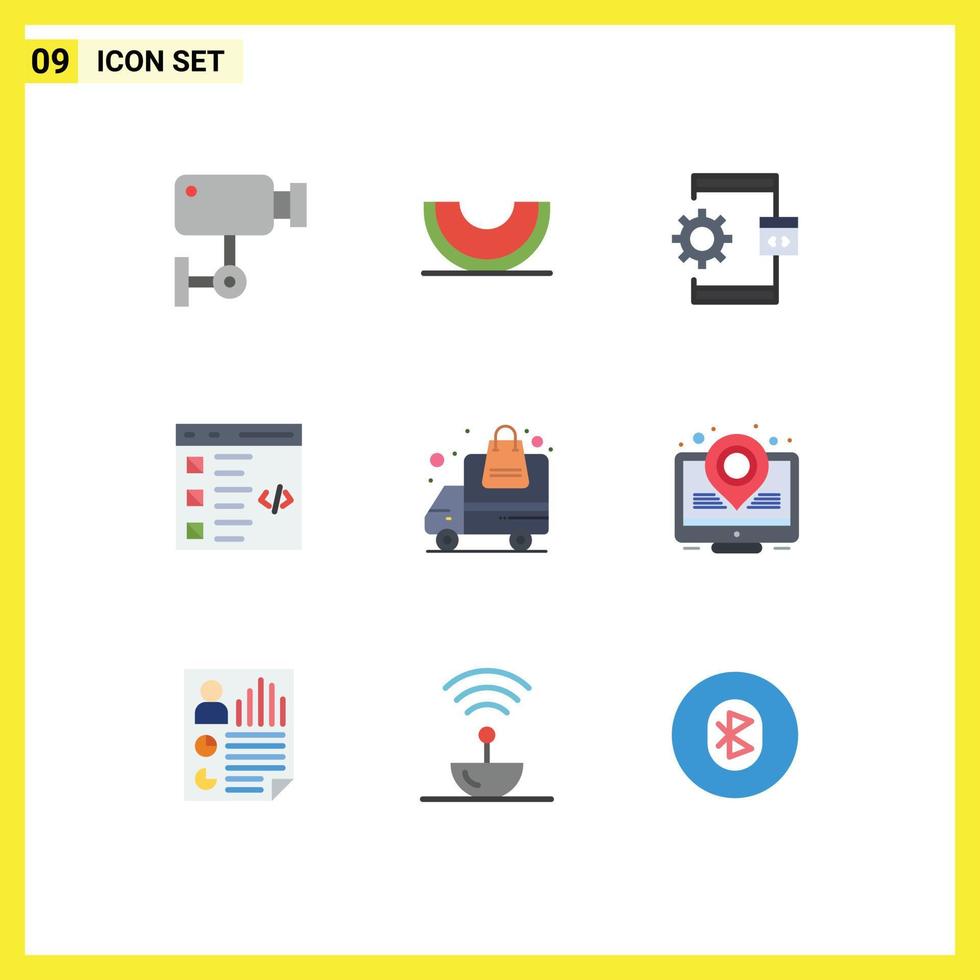 Set of 9 Vector Flat Colors on Grid for develop check melon process develop Editable Vector Design Elements