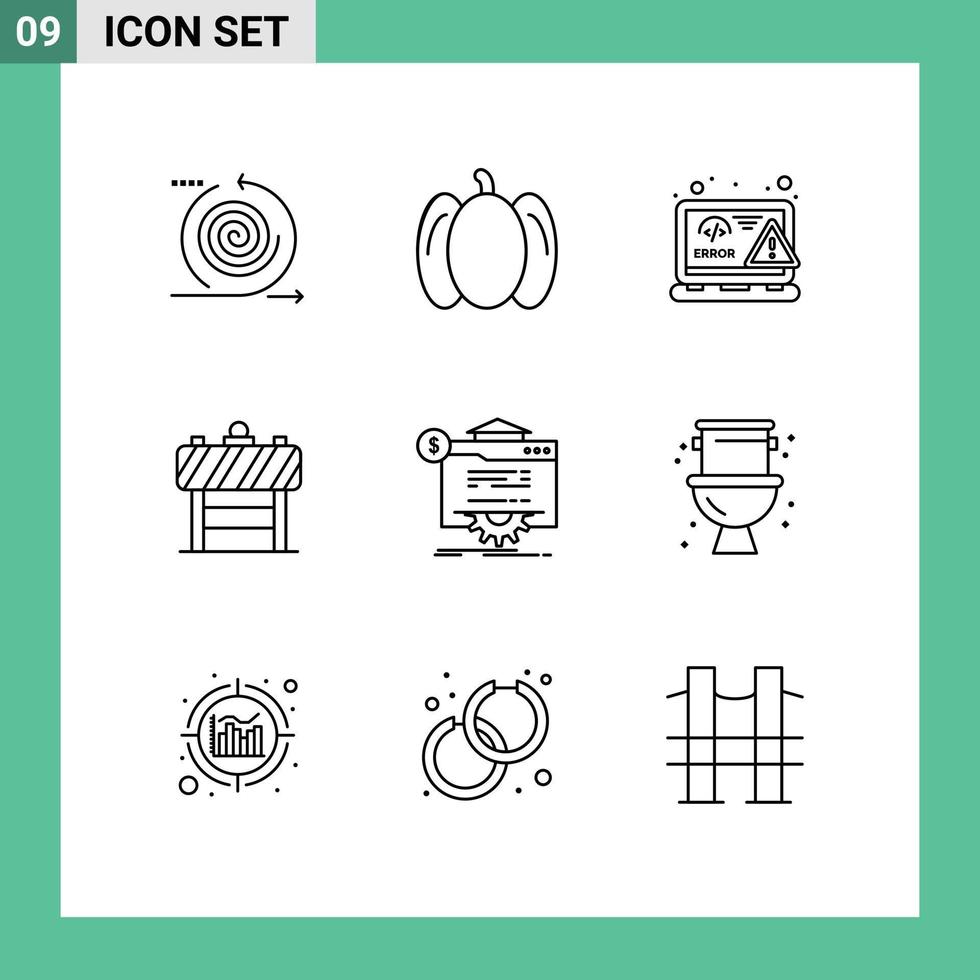 Modern Set of 9 Outlines and symbols such as seo traffic coding board error Editable Vector Design Elements