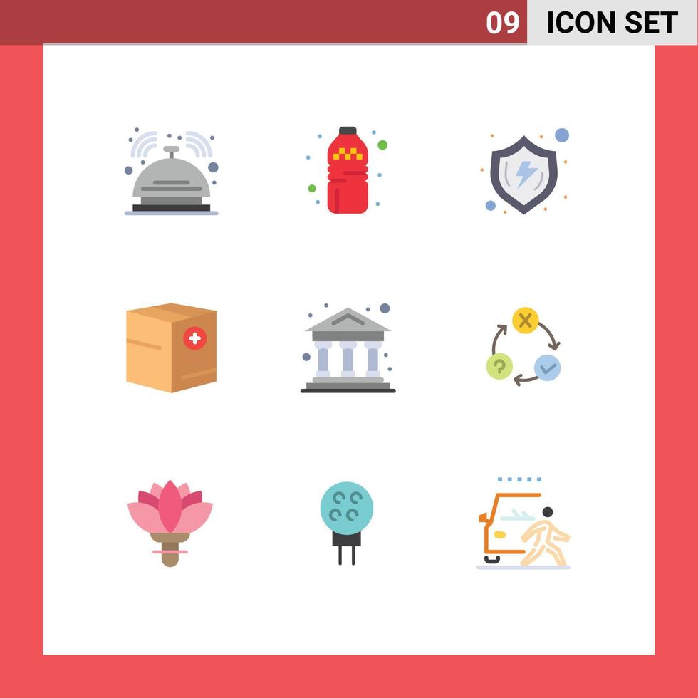 Set of 9 Modern UI Icons Symbols Signs for plus commerce protect box verify Editable Vector Design Elements