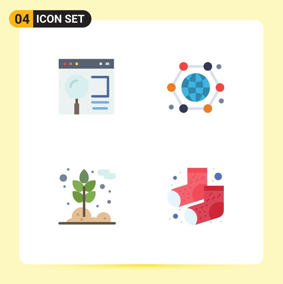 Modern Set of 4 Flat Icons Pictograph of browser internet of things search connection grain Editable Vector Design Elements