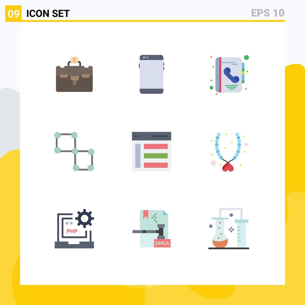 Modern Set of 9 Flat Colors and symbols such as interface space address science bound Editable Vector Design Elements