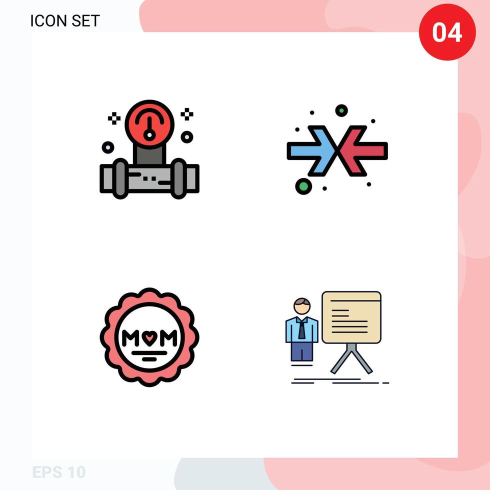 4 Universal Filledline Flat Colors Set for Web and Mobile Applications manometer mother water shrink presentation Editable Vector Design Elements