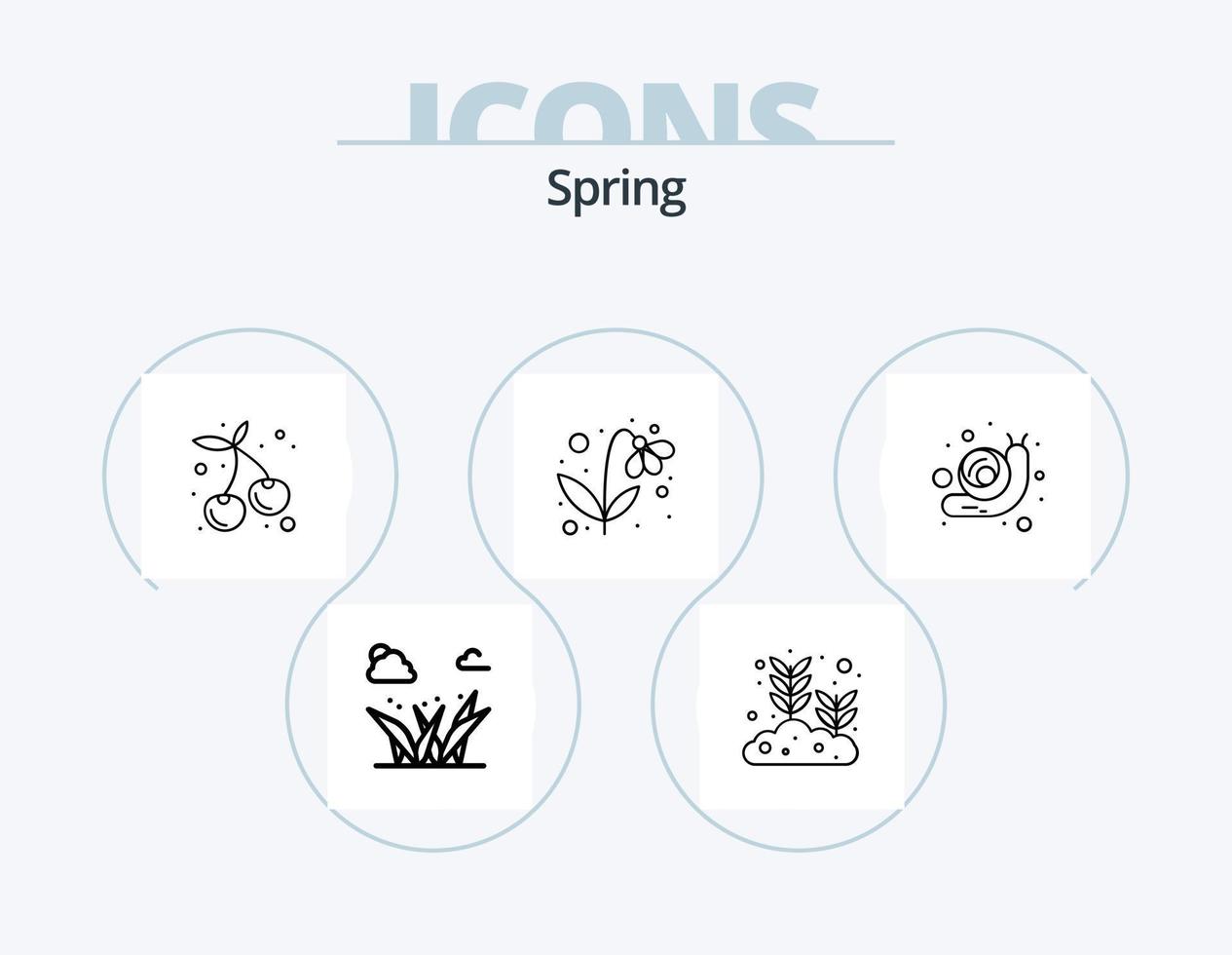 Spring Line Icon Pack 5 Icon Design. doodle. growing hand. seed. seed. leaf vector