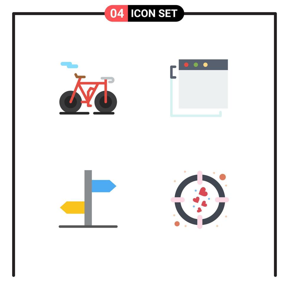 4 User Interface Flat Icon Pack of modern Signs and Symbols of bicycle heart apps logistic target Editable Vector Design Elements