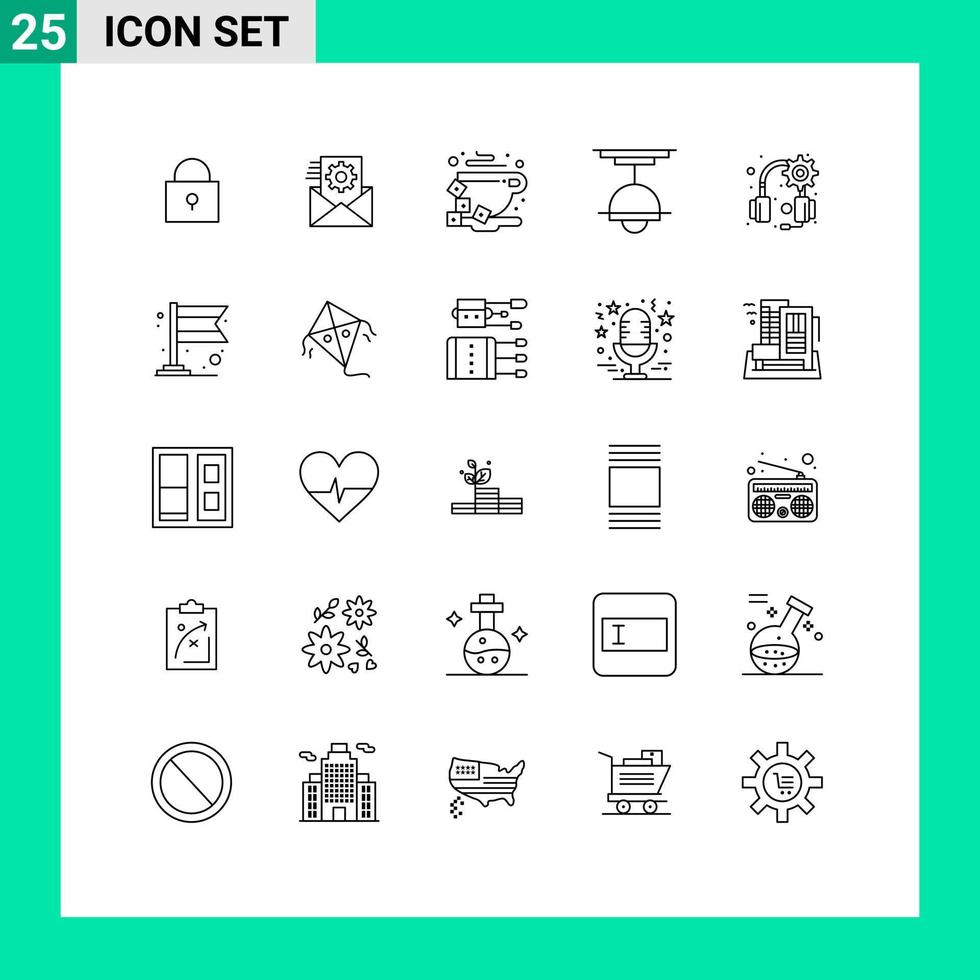 Set of 25 Modern UI Icons Symbols Signs for headphones light coffee lamp furniture Editable Vector Design Elements