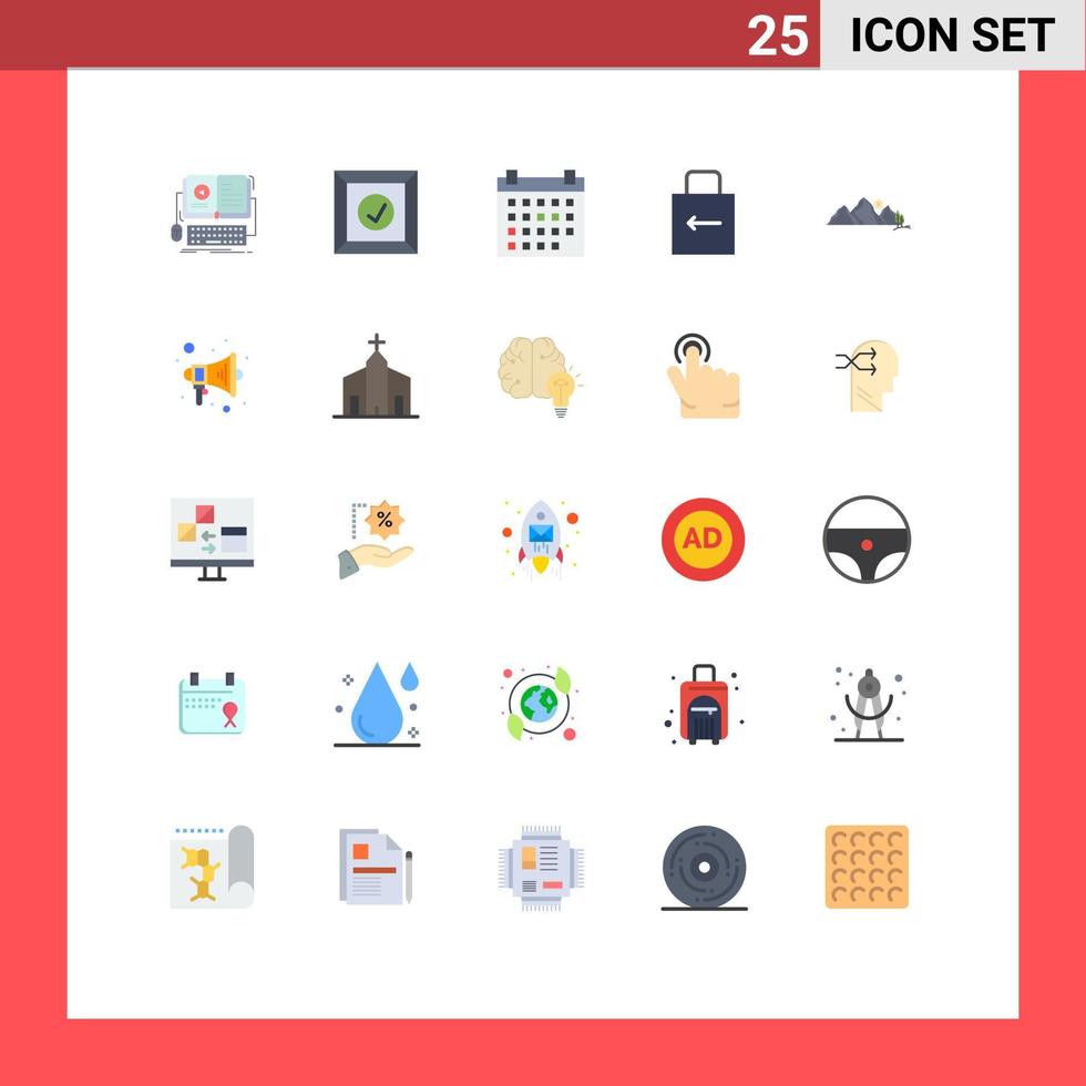 conjunto de 25 iconos de interfaz de usuario modernos símbolos signos para elementos de diseño de vector editables de flecha de bloqueo de calendario de seguridad de paisaje