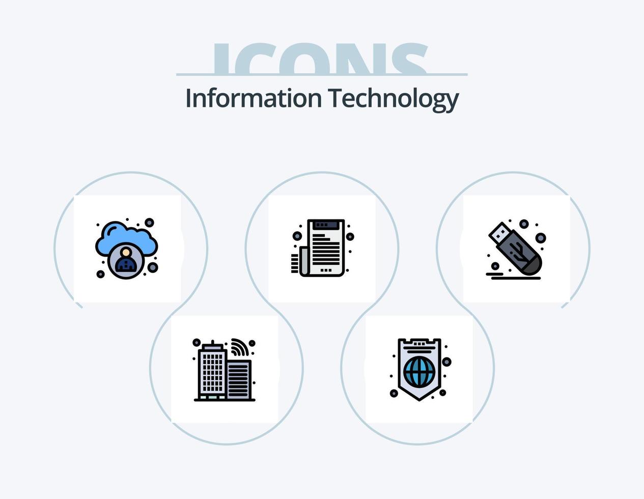 Information Technology Line Filled Icon Pack 5 Icon Design. . telecommunication. folder. radio. link vector
