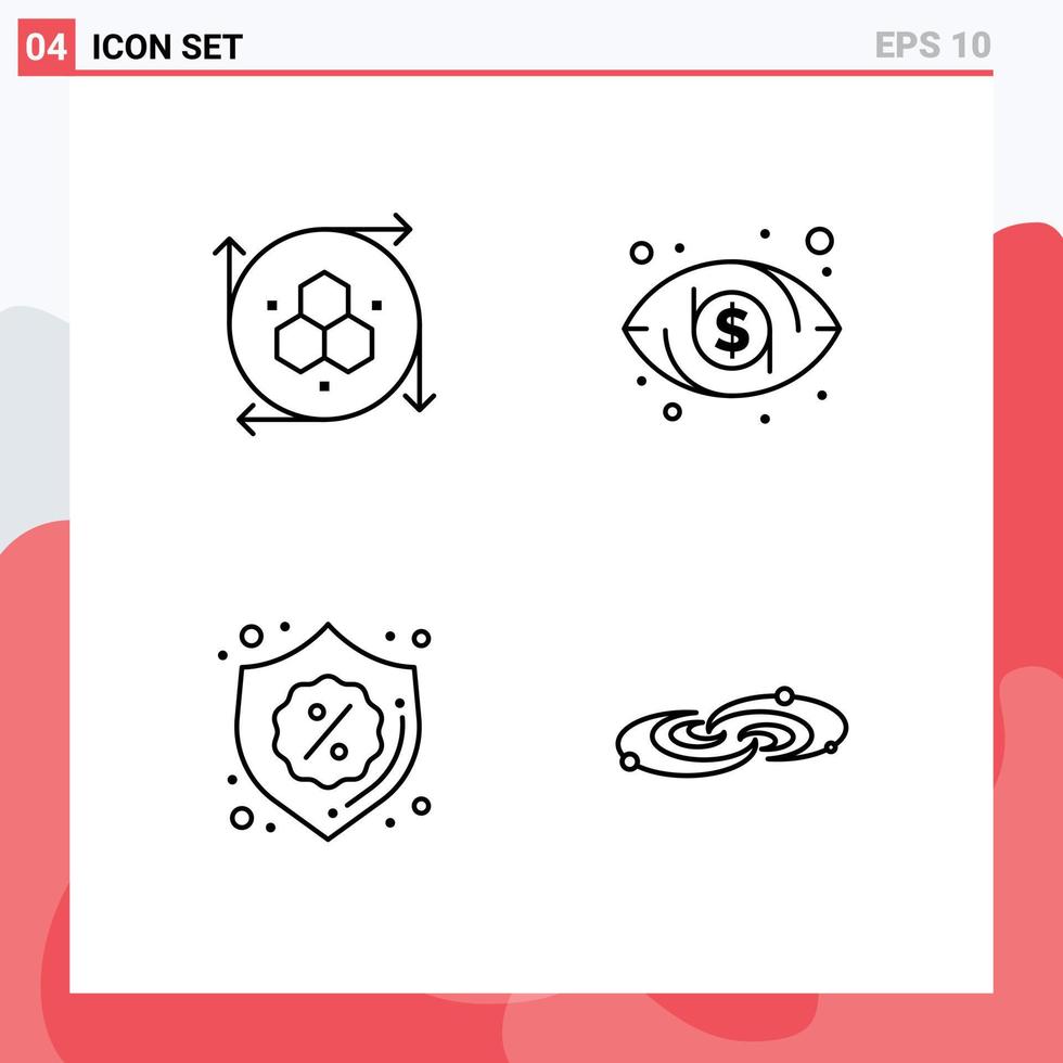 Universal Icon Symbols Group of 4 Modern Filledline Flat Colors of computer graphics discount modeling tool vision galaxy Editable Vector Design Elements