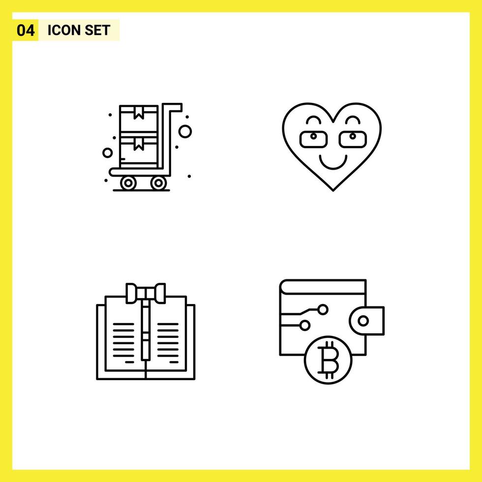 4 Line concept for Websites Mobile and Apps shopping copyright emoji favorite law Editable Vector Design Elements