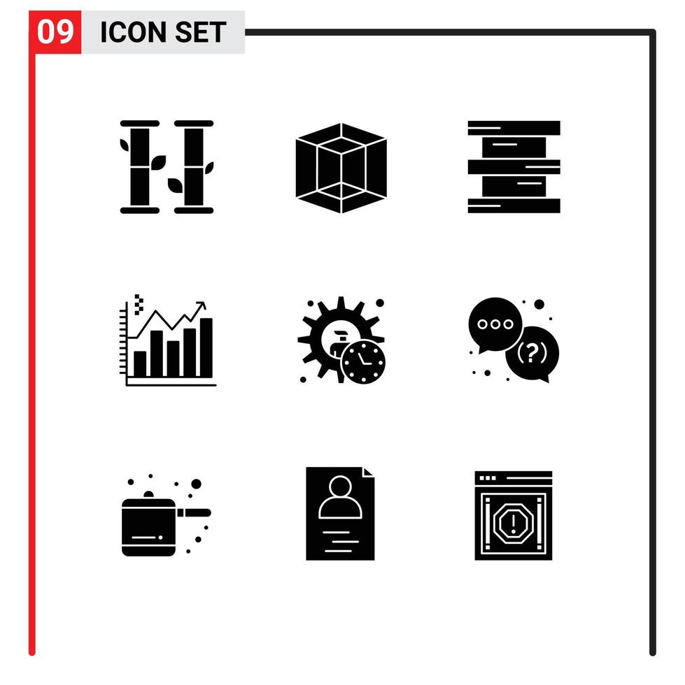 Modern Set of 9 Solid Glyphs and symbols such as manager administrator chemistry graph business Editable Vector Design Elements