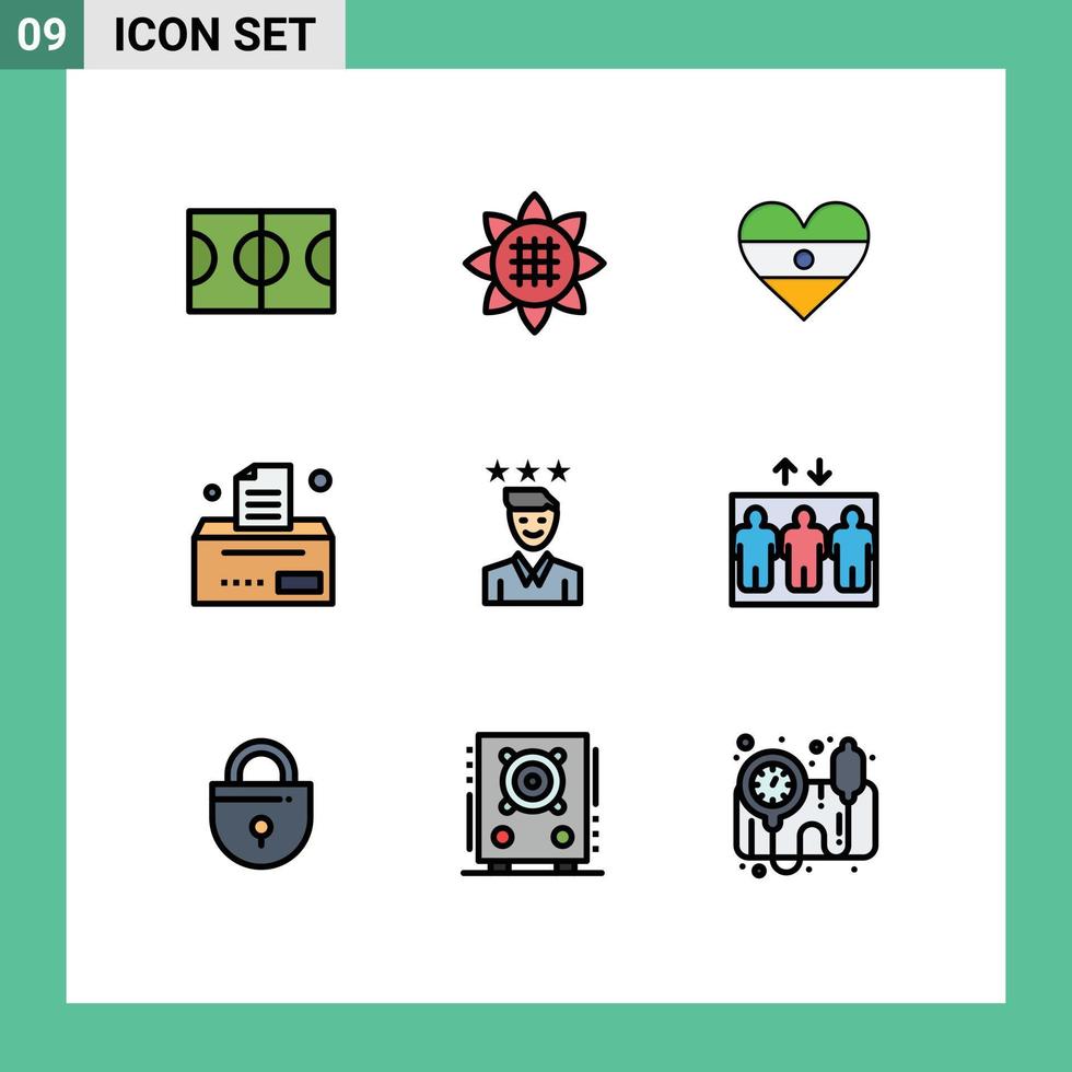 Set of 9 Modern UI Icons Symbols Signs for job career flg business business Editable Vector Design Elements