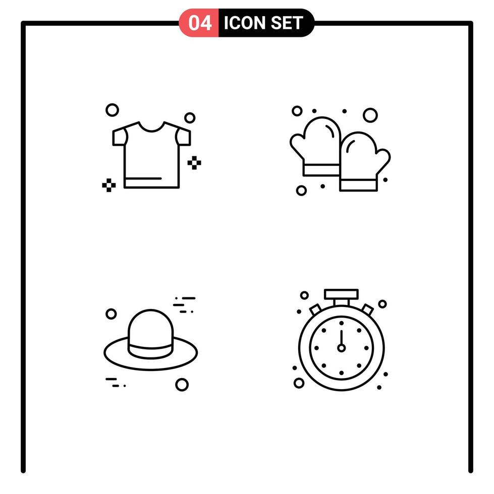 conjunto moderno de 4 pictografías de colores planos de línea de relleno de elementos de diseño de vectores editables de alerta de guante horneado de Canadá