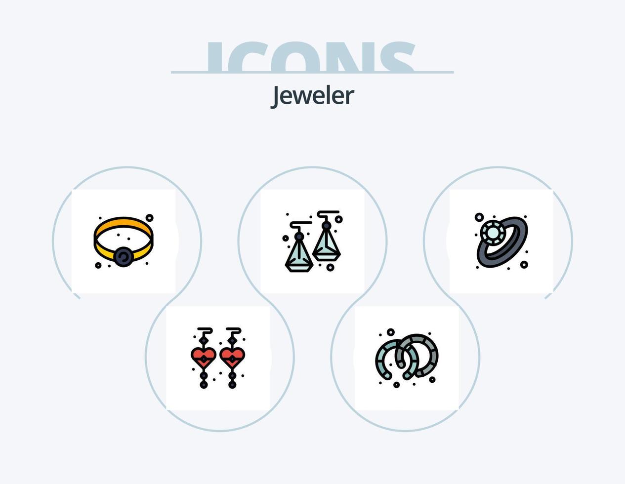 paquete de iconos llenos de línea de joyería 5 diseño de iconos. . soltar. . joyas vector