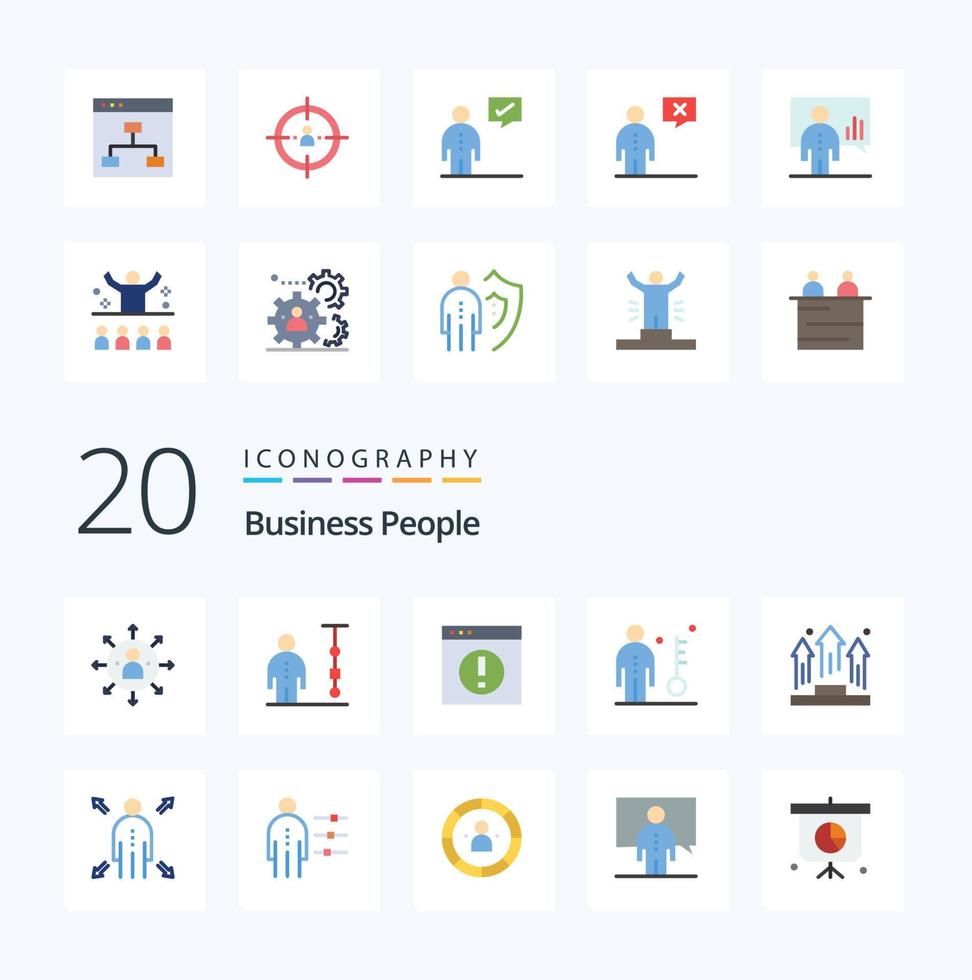 paquete de iconos de color plano de 20 personas de negocios como empleado de trabajo gerente de gestión corporativa humano vector