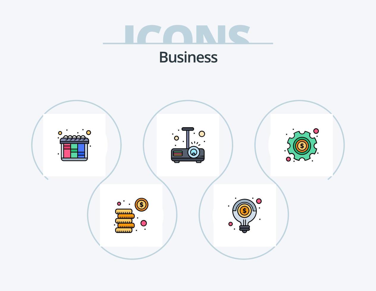 paquete de iconos llenos de línea de negocio 5 diseño de iconos. seguro. tarjeta de identificación. inversión. identificación. negocio vector