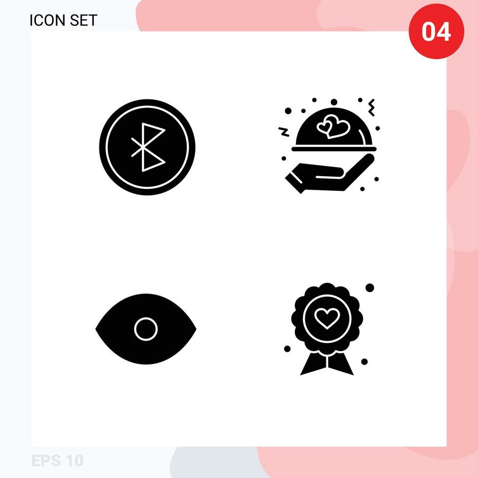Stock Vector Icon Pack of 4 Line Signs and Symbols for bluetooth eye network love human Editable Vector Design Elements