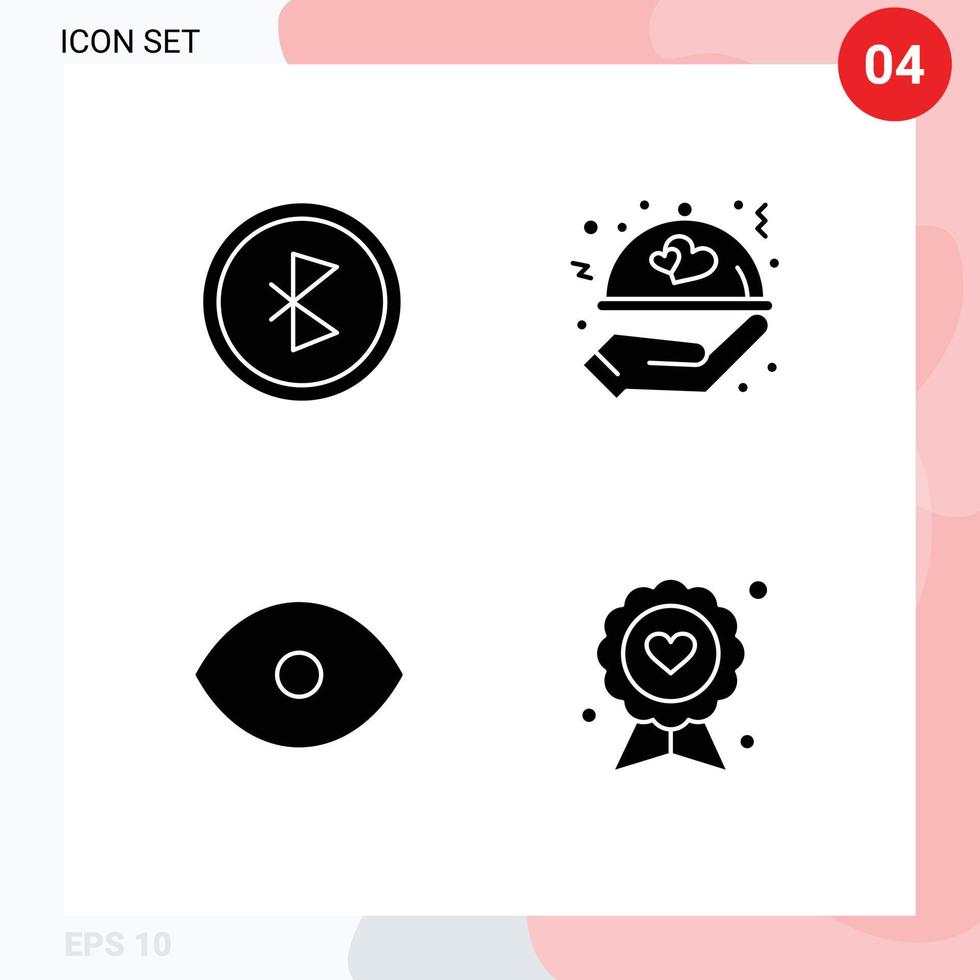 paquete de iconos de vectores de stock de 4 signos y símbolos de línea para la red de ojos bluetooth amor elementos de diseño de vectores editables humanos