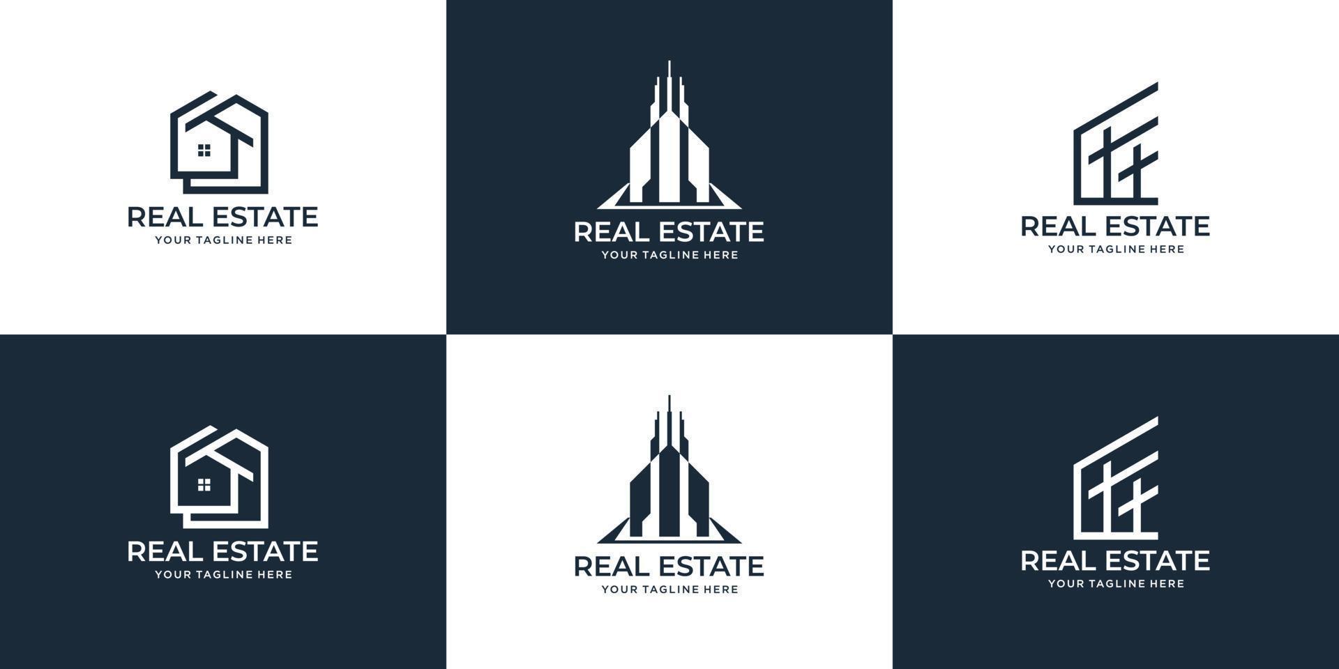 Set collection real estate logo design templates. Premium Vector