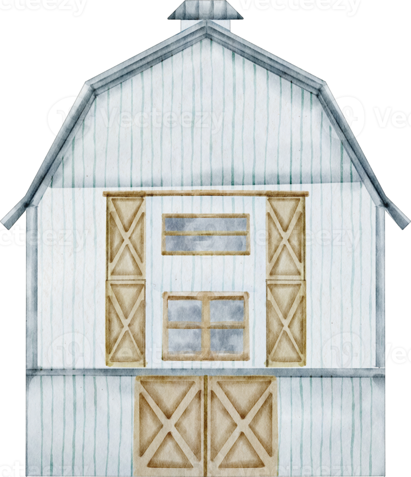 watercolor farmhouse building cartoon clip art png