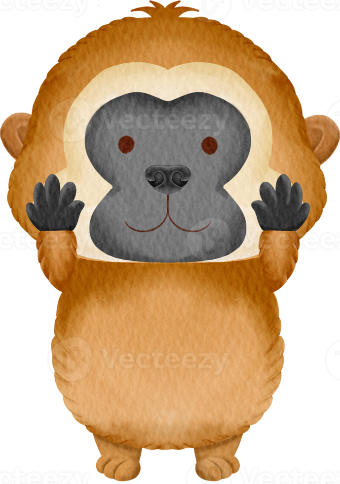 clipart de macaco em aquarela png